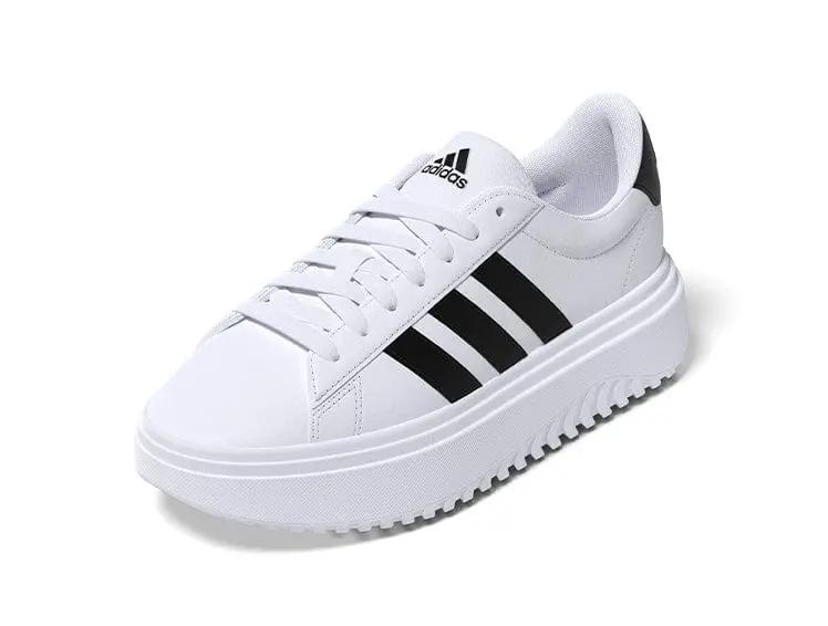 Zapatilla Adidas Grand Court Plataforma Cuero Mujer Blanco